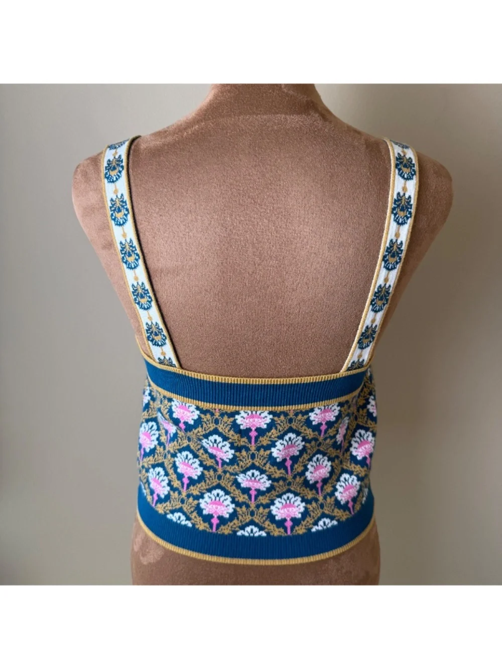Maeve Anthropologie Floral Knit Sweater Tank Top Womens Small Cropped Shirt